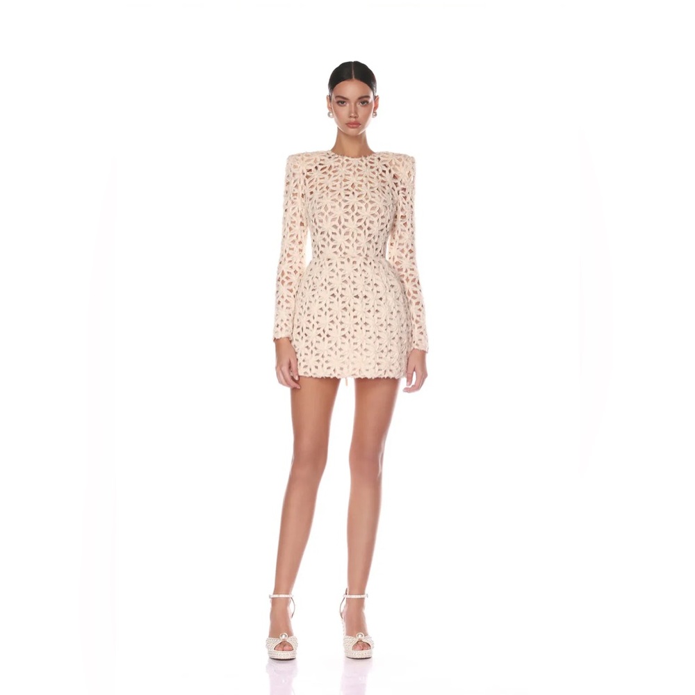 Bronx & Banco Casey White Lace Long Sleeve Mini Dress M NWOT